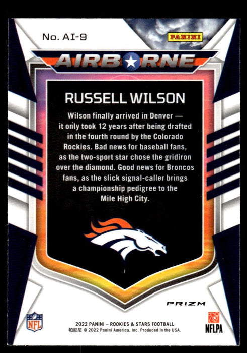 Russell Wilson 2022 Panini Rookies and Stars Airborne Red Plaid Back of Card