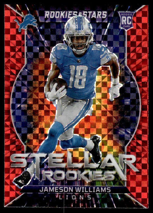 Jameson Williams 2022 Panini Rookies and Stars Stellar Rookies Red Plaid Front of Card