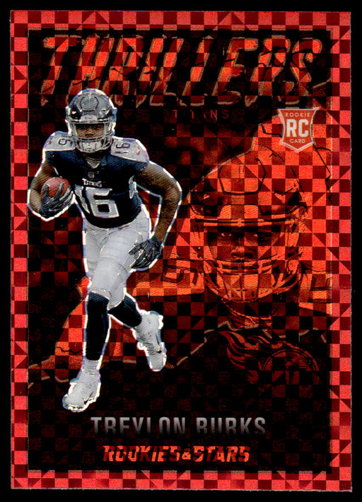 Treylon Burks 2022 Panini Rookies and Stars Thrillers Red Plaid Front of Card