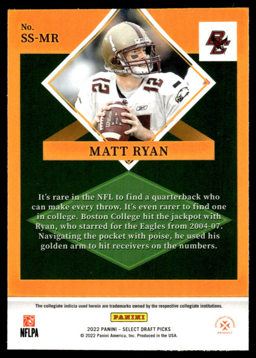 Matt Ryan 2022 Panini Select Draft Picks Select Stars Back of Card