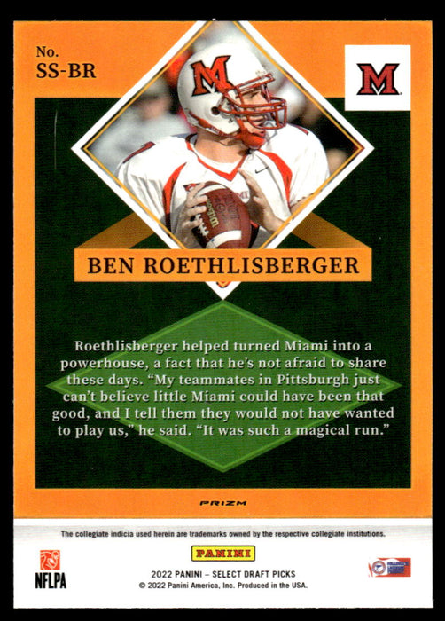 Ben Roethlisberger 2022 Panini Select Draft Picks Silver Select Stars Back of Card