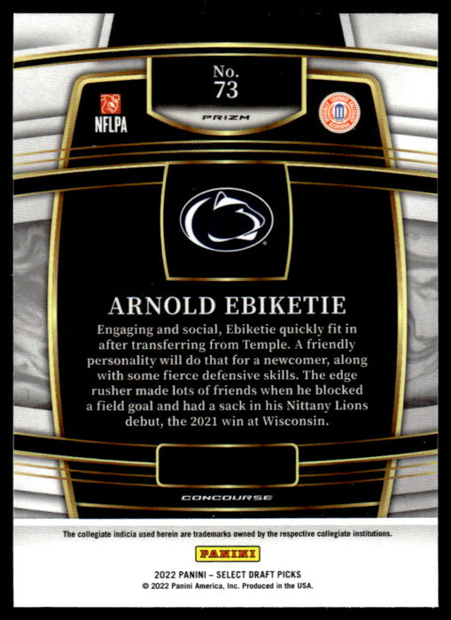 Arnold Ebiketie 2022 Panini Select Draft Picks Red Lazer Back of Card