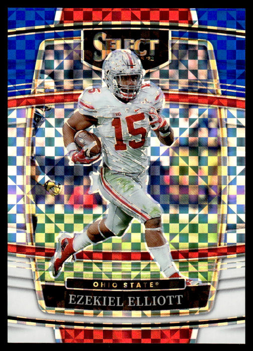 Ezekiel Elliott 2022 Panini Select Draft Picks Blue & White Squares Front of Card