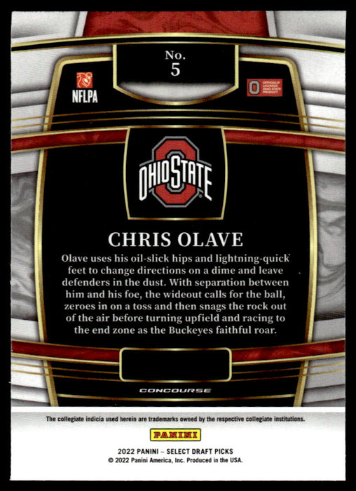 Chris Olave 2022 Panini Select Draft Picks Retail Base Back of Card