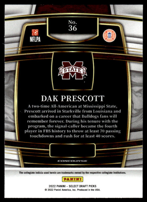 2022 Panini Select Draft Base #36 Dak Prescott - Mississippi State