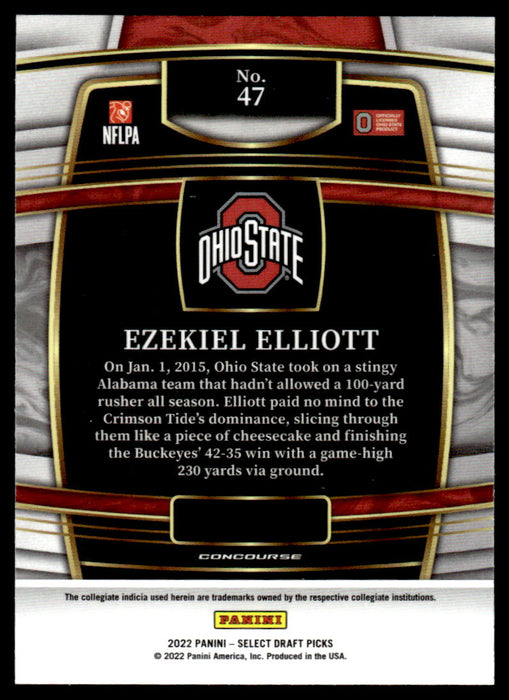 Ezekiel Elliott 2022 Panini Select Draft Picks Retail Base Back of Card