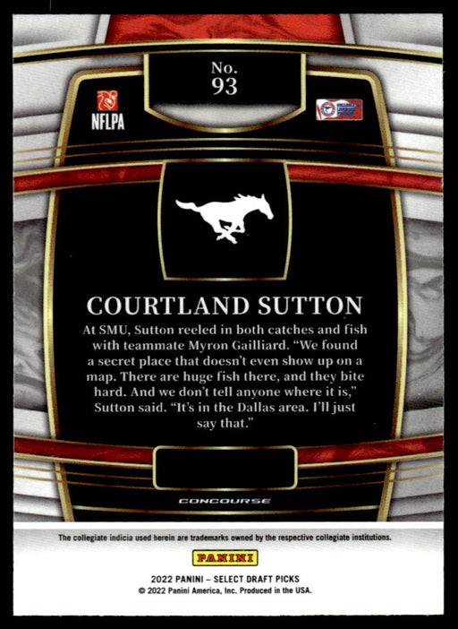 Courtland Sutton 2022 Panini Select Draft Picks Retail Base Back of Card