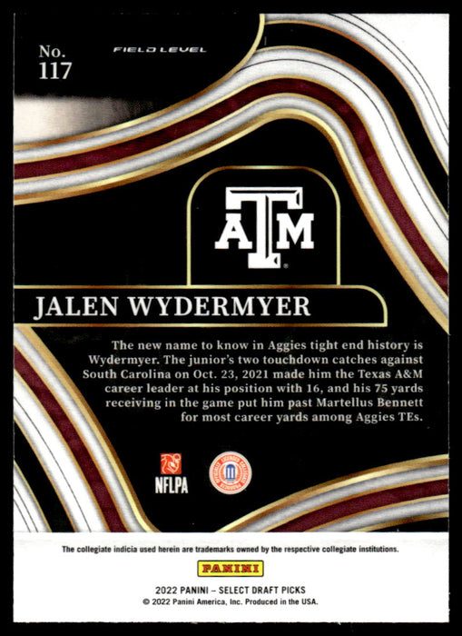 Jalen Wydermyer 2022 Panini Select Draft Picks Retail Base Back of Card