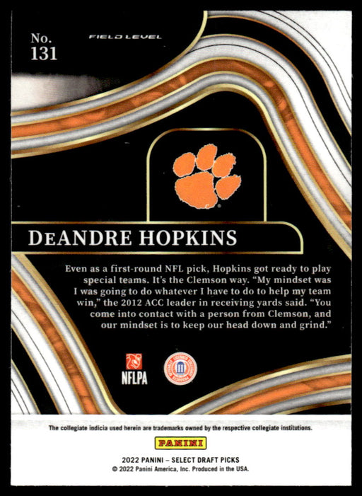 DeAndre Hopkins 2022 Panini Select Draft Picks Retail Base Back of Card