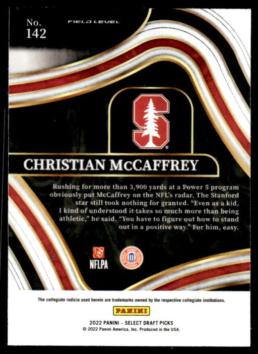 Christian McCaffrey 2022 Panini Select Draft Picks Retail Base Back of Card