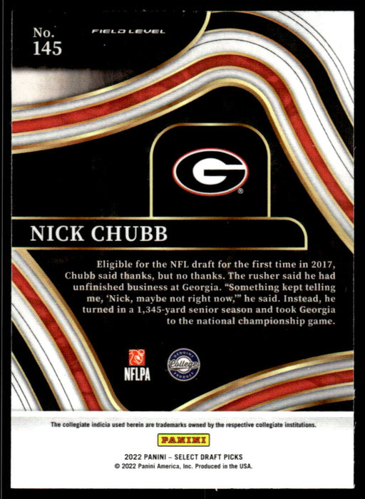 Nick Chubb 2022 Panini Select Draft Picks Retail Base Back of Card