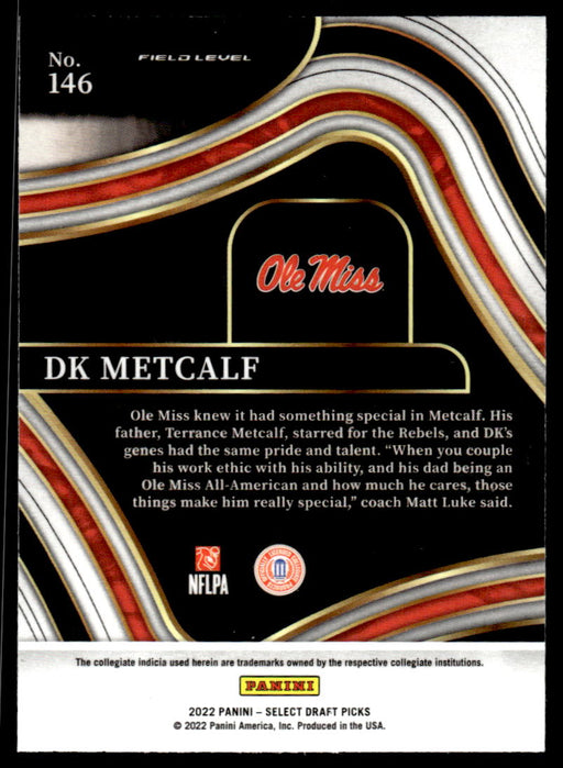 DK Metcalf 2022 Panini Select Draft Picks Retail Base Back of Card