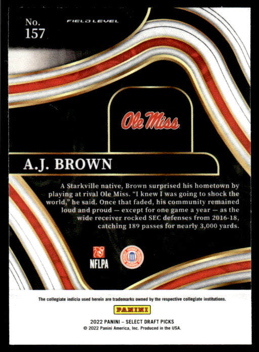 AJ Brown 2022 Panini Select Draft Picks Retail Base Back of Card