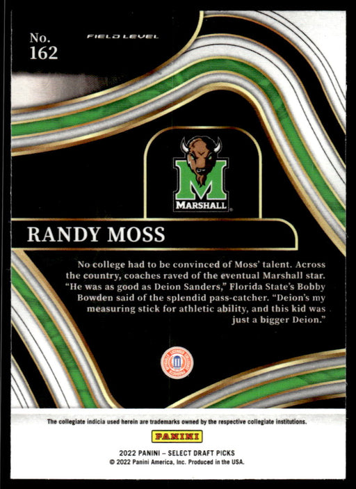 Randy Moss 2022 Panini Select Draft Picks Retail Base Back of Card