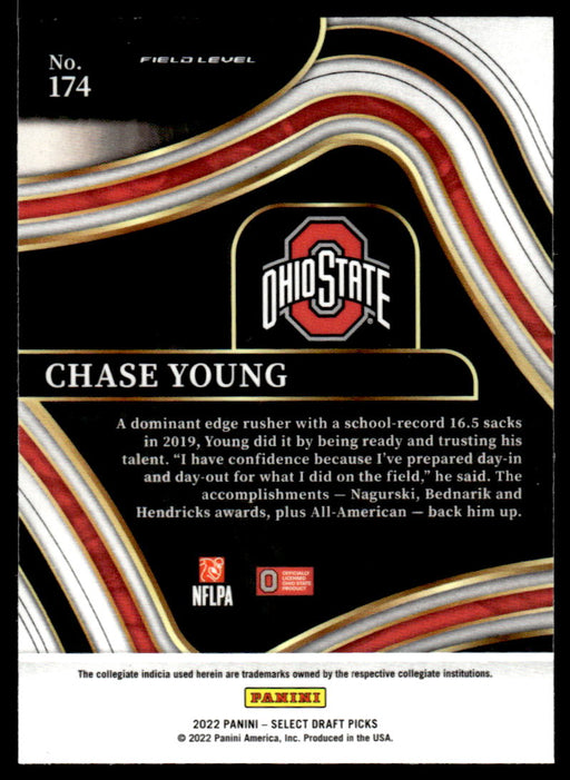 Chase Young 2022 Panini Select Draft Picks Retail Base Back of Card