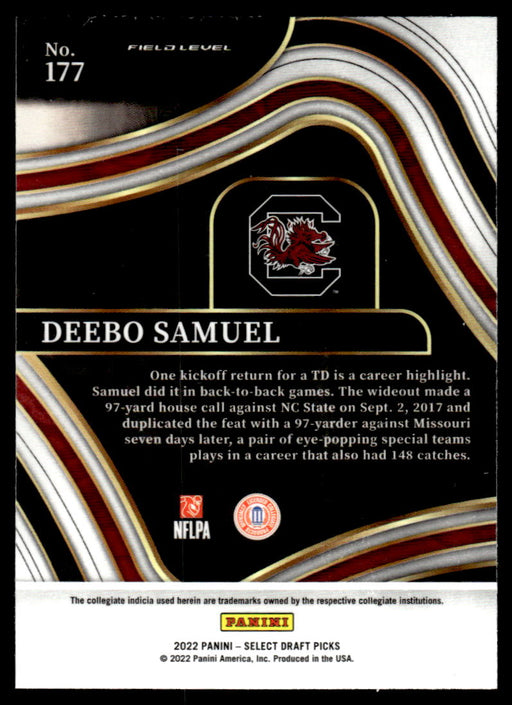 Deebo Samuel 2022 Panini Select Draft Picks Retail Base Back of Card