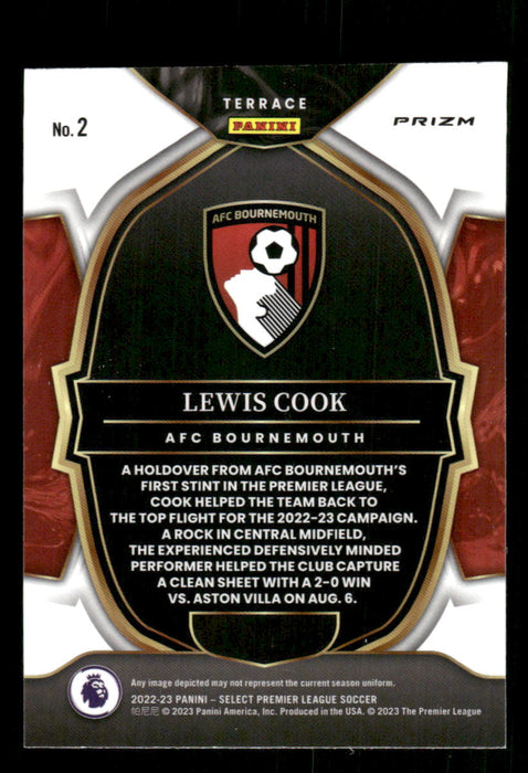 Lewis Cook 2022-23 Panini Select Premier League Red Ice Back of Card