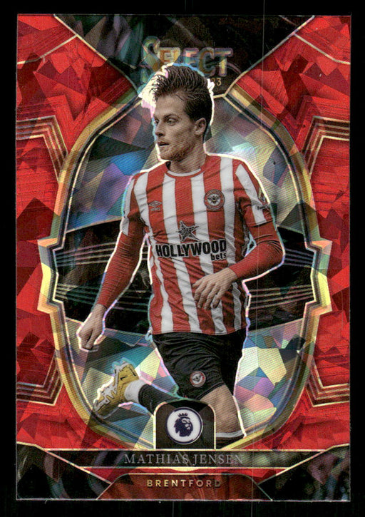 Mathias Jensen 2022-23 Panini Select Premier League Red Ice Front of Card