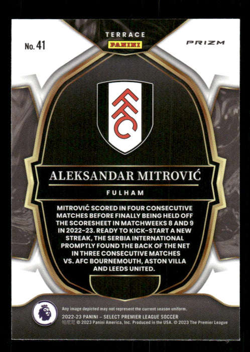 Aleksandar Mitrovic 2022-23 Panini Select Premier League Red Ice Back of Card