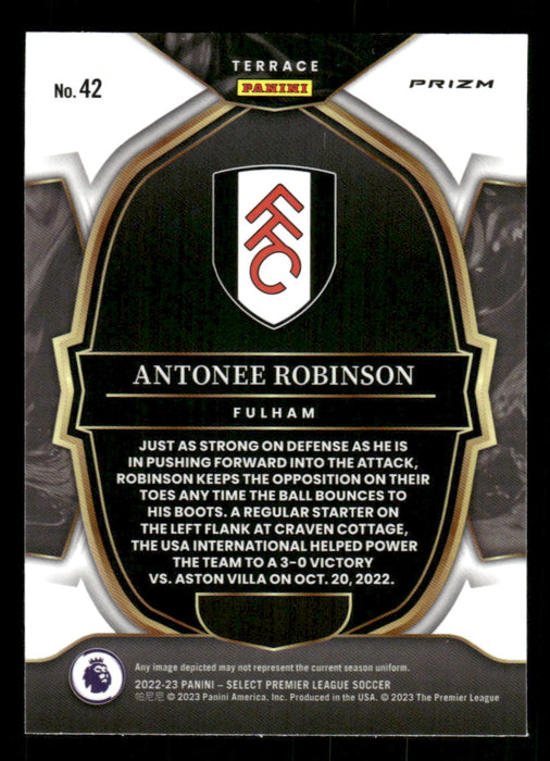 Antonee Robinson 2022-23 Panini Select Premier League Red Ice Back of Card