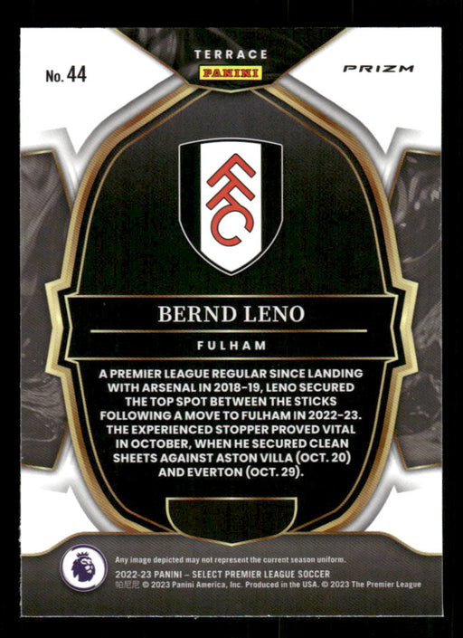 Bernd Leno 2022-23 Panini Select Premier League Red Ice Back of Card