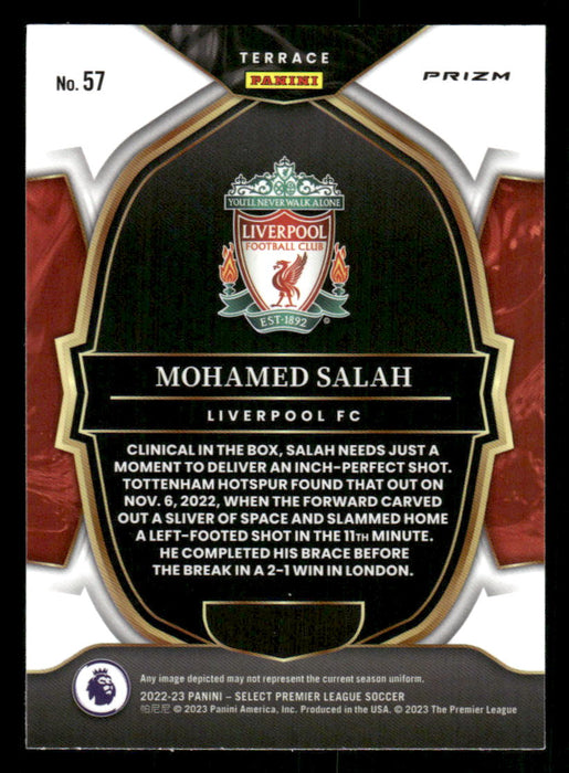 Mohamed Salah 2022-23 Panini Select Premier League Red Ice Back of Card