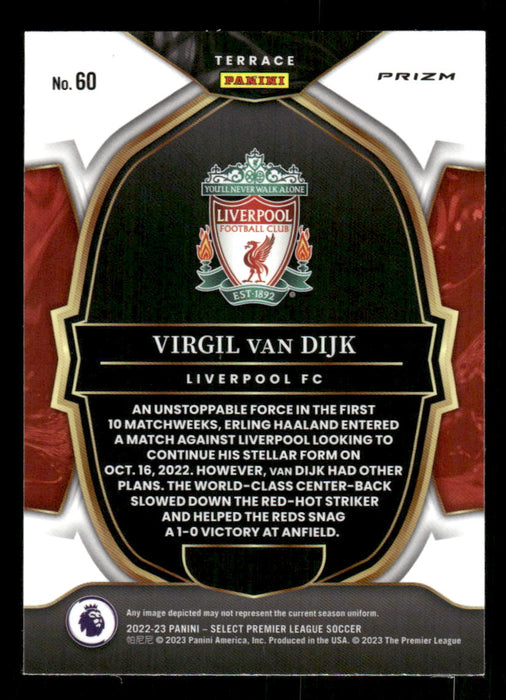 Virgil van Dijk 2022-23 Panini Select Premier League Red Ice Back of Card