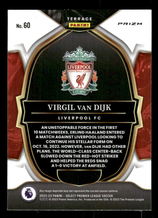 Virgil van Dijk 2022-23 Panini Select Premier League Red Ice Back of Card