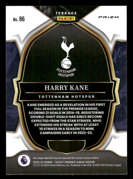 Harry Kane 2022-23 Panini Select Premier League Red Ice Back of Card