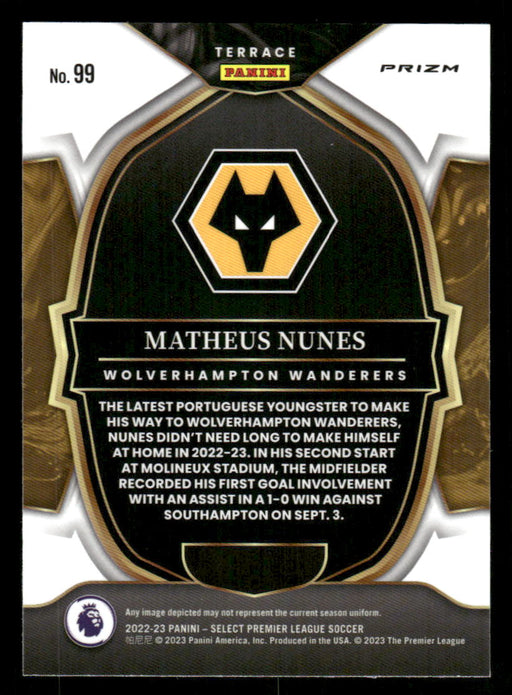 Matheus Nunes 2022-23 Panini Select Premier League Red Ice Back of Card