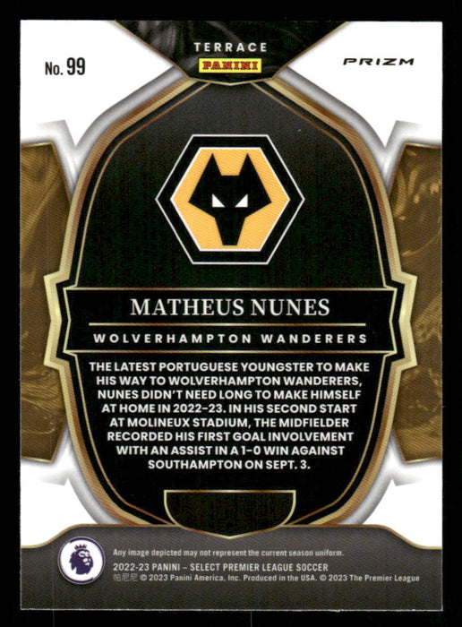 Matheus Nunes 2022-23 Panini Select Premier League Red Ice Back of Card