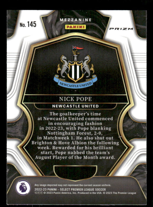 Nick Pope 2022-23 Panini Select Premier League Red Ice Back of Card