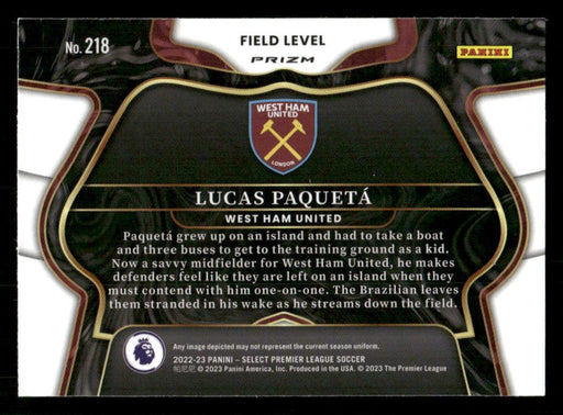 Lucas Paqueta 2022-23 Panini Select Premier League Red Ice Back of Card