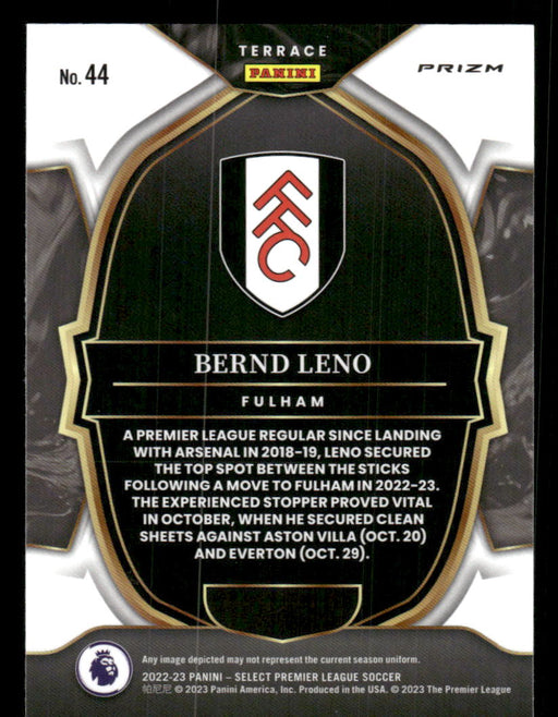 Bernd Leno 2022-23 Panini Select Premier League Silver Back of Card