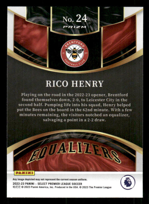 Rico Henry 2022-23 Panini Select Premier League Silver Equalizers Back of Card