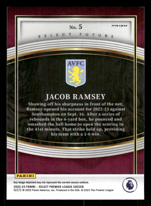 Jacob Ramsey 2022-23 Panini Select Premier League Silver Select Future Back of Card