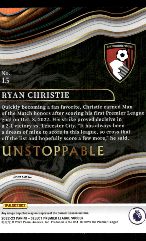 Ryan Christie 2022-23 Panini Select Premier League Silver Unstoppable Back of Card