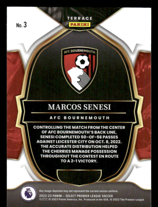 Marcos Senesi 2022-23 Panini Select Premier League Base Back of Card