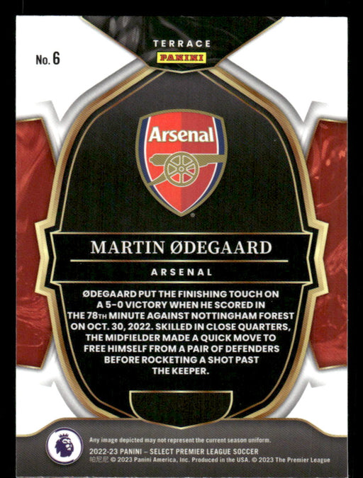 Martin Odegaard 2022-23 Panini Select Premier League Base Back of Card