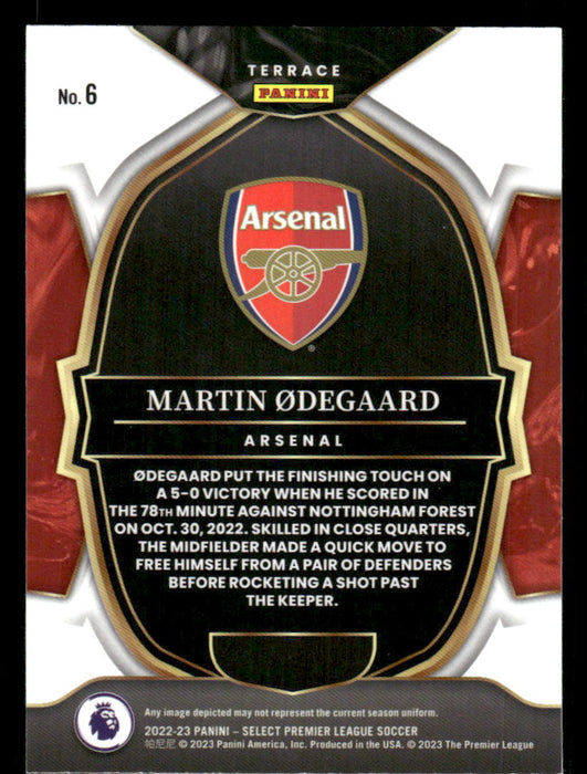 Martin Odegaard 2022-23 Panini Select Premier League Base Back of Card