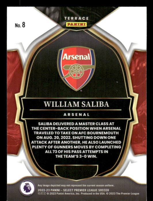 William Saliba 2022-23 Panini Select Premier League Base Back of Card