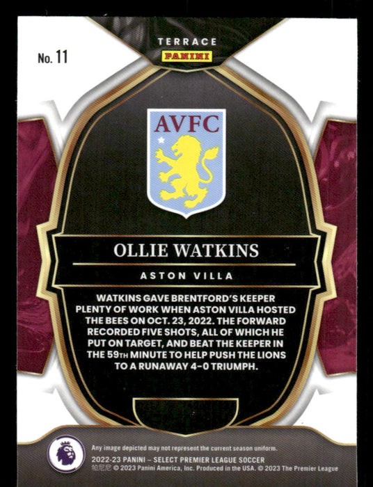 Ollie Watkins 2022-23 Panini Select Premier League Base Back of Card