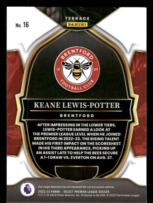 Keane Lewis-Potter 2022-23 Panini Select Premier League Base Back of Card