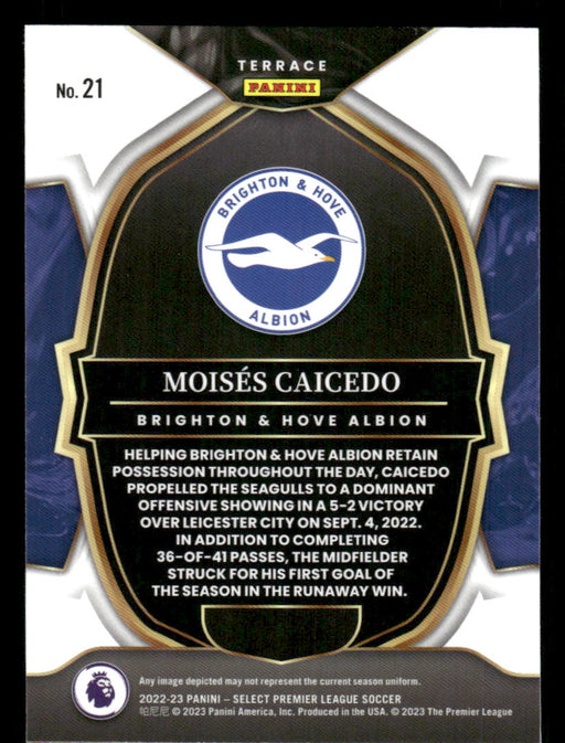 Moises Caicedo 2022-23 Panini Select Premier League Base Back of Card