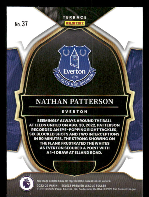 Nathan Patterson 2022-23 Panini Select Premier League Base Back of Card