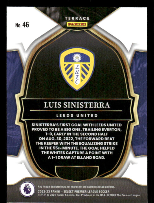 Luis Sinisterra 2022-23 Panini Select Premier League Base Back of Card