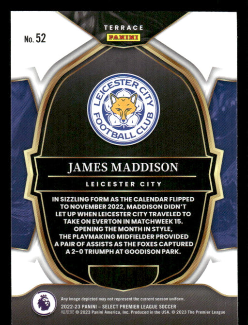 James Maddison 2022-23 Panini Select Premier League Base Back of Card