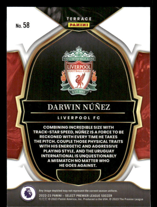 Darwin Nunez 2022-23 Panini Select Premier League Base Back of Card