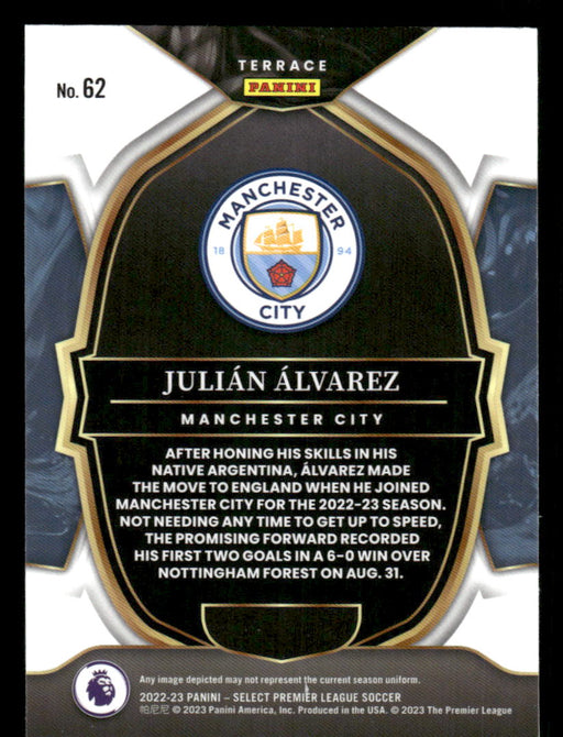 Julian Alvarez 2022-23 Panini Select Premier League Base Back of Card