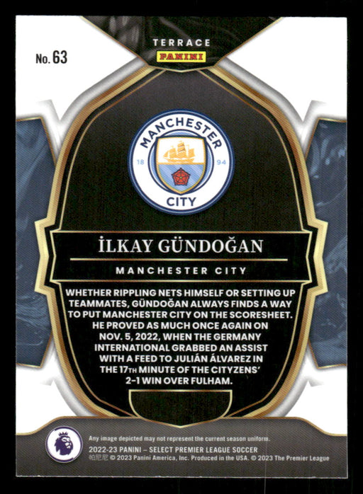 Ilkay Gundogan 2022-23 Panini Select Premier League Base Back of Card